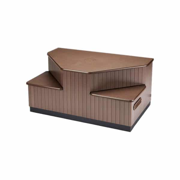Beachcomber Hybrid Hot Tub Tiered Steps in Walnut. Fits on any beachcomber hybrid model.