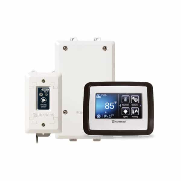 Hayward Omnihub Wifi Pool Control System, compatible with all Hayward equipment including pumps, heaters, and salt systems.